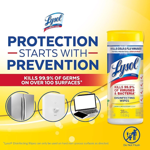 Lysol Lysol Lemon & Lime Blossom Scent Disinfecting Wipes 80 ct 1 pk - 1920077182