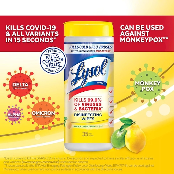 Lysol Lysol Lemon & Lime Blossom Scent Disinfecting Wipes 80 ct 1 pk - 1920077182