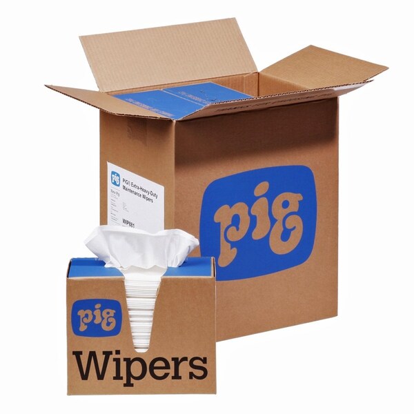 Pig PIG PR80 Extra-Heavy-Duty Maint Wipers 600 wip/case, 100 wip/box, 6 boxes/case 16" L x 9.5" W, 600PK - WIP881