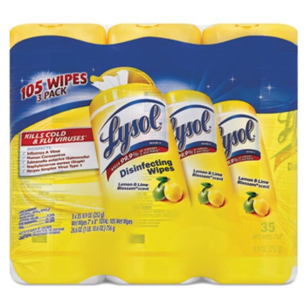 Lysol Reckitt Benckiser Professional Disinfecting Wipes, 7 x 8, White, Lemon & Lime Blossom - RE33606