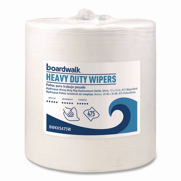 Boardwalk Hydrospun Wipers, Heavy Duty, 12 x 12, White, 475 Wipers - HS475W