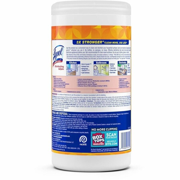 Lysol LYSOL, DISINFECTING WIPES, 7 X 8, MANGO AND HIBISCUS, 80 WIPES/CANISTER, 6PK - 97181