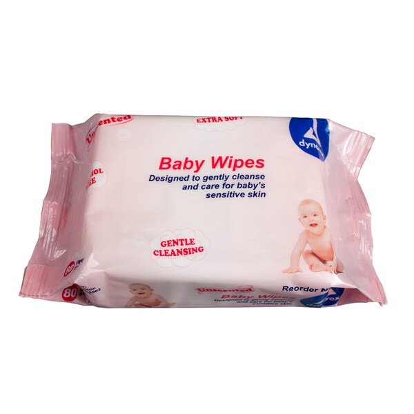 Dynarex Baby Wipes unscented With resealable Label - 5"x7" - 1327