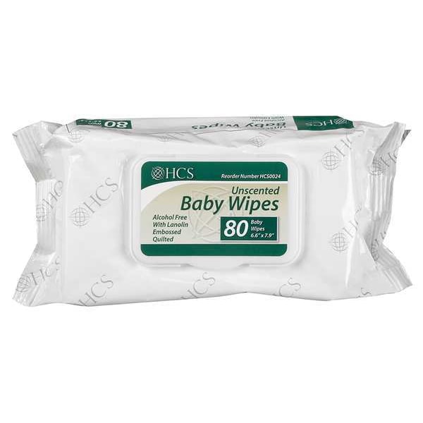 Hcs Baby Wipes, Unscented, Resealable, PK12 - HCS0024