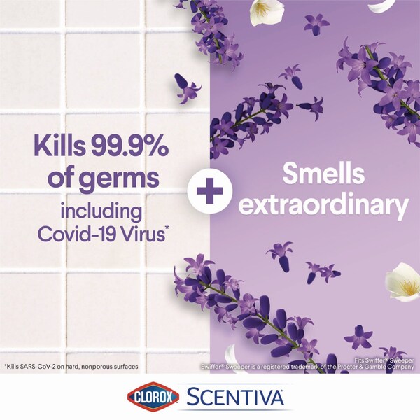 Clorox Scentiva Bleach Free Cleaning Wipes, 7.75 x 7, Tuscan Lavender and Jasmine, 75 Wipes - 60040