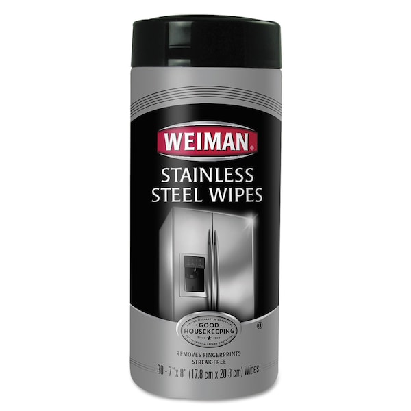 Weiman Stainless Steel Wipes, 7 x 8, 30/Canister, PK4 - 92CT