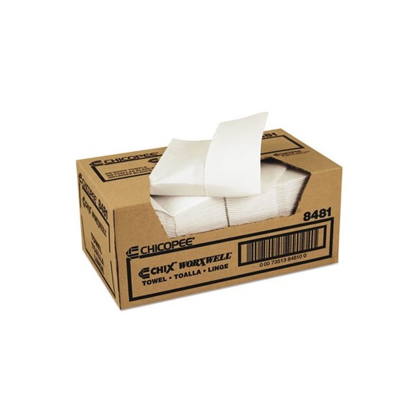 Chicopee Chicopee, DURAWIPE SHOP TOWELS, 13 X 15, Z FOLD, WHITE, 100PK - 8481