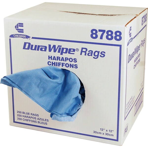 Chix DuraWipe General Purpose Towels, 12 x 12, Blue, PK250 - 8788