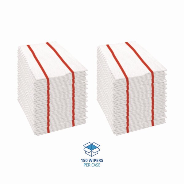 Boardwalk Antimicrobial Foodservice Wipers, 1-Ply, 12 x 21, Red/White, 150PK - 3282