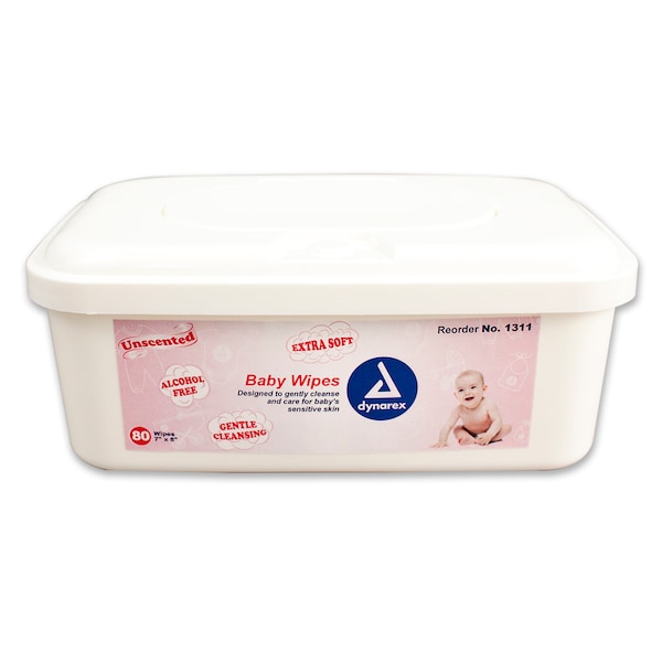 Dynarex Baby wipes unscented tub - 7"x8" - 1311