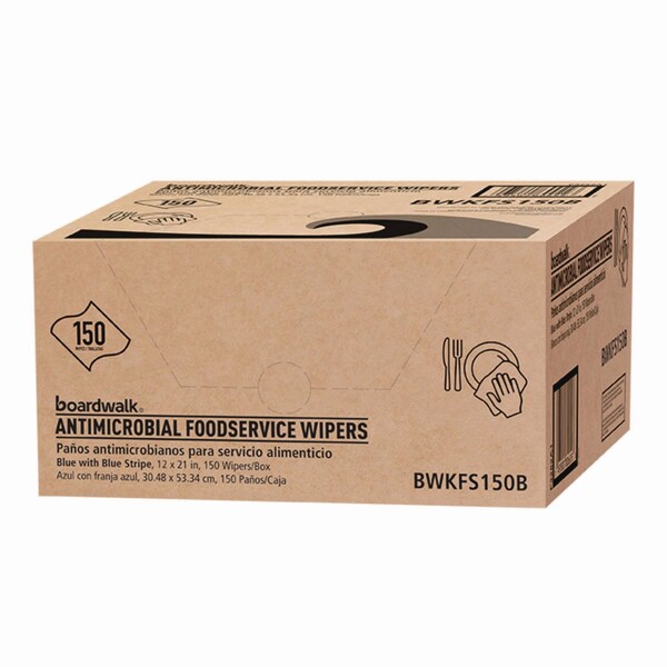 Boardwalk Antimicrobial Foodservice Wipers, 1-Ply, 12 x 21, Blue, 150PK - 3283