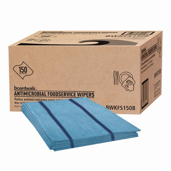 Boardwalk Antimicrobial Foodservice Wipers, 1-Ply, 12 x 21, Blue, 150PK - 3283