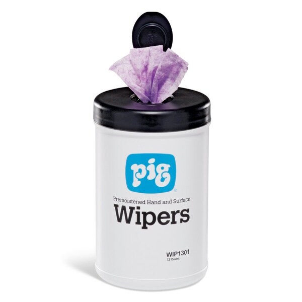 Pig PIG Premoistened Hand and Surface Wiper 432 wipers/case, 72 wipers/disp, 6 disp/case 12" L x 10" W - WIP1301