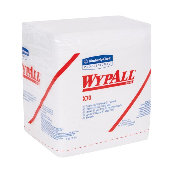 Wypall Kimberly Clark WypALL X70 1/4 Fold Industrial Pro Wipers Bulk Pack, 12.5" x 12", White, 76/Box, 12 Boxes/Case - KW119