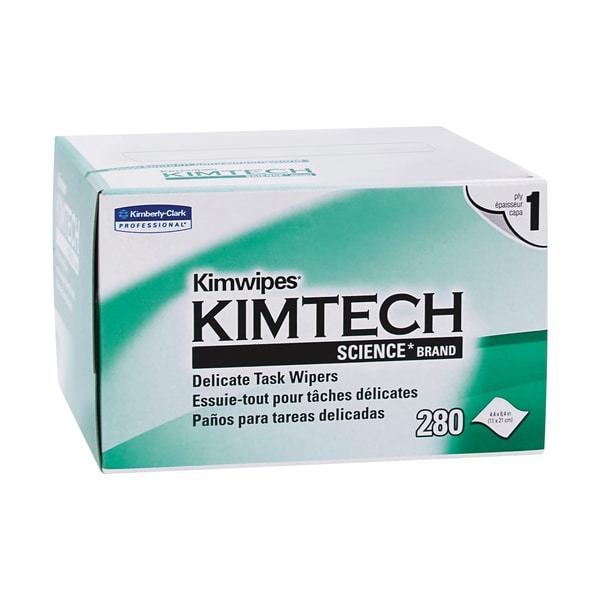 Kimtech Kimwipes Low-Lint Wipers, 1 Ply, 4.4" x 8.4", White, 280/Box, 30 Boxes/Case - KW128