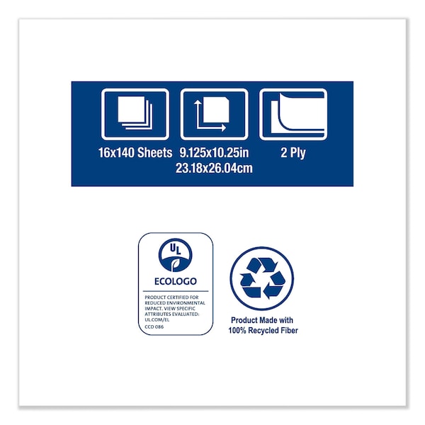 Tork Tork Folded Windshield Paper Towel Blue H22, Extra Absorbent, 16 x 140 Towels, 192122 - 192122
