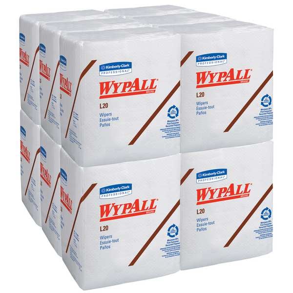 Kimberly-Clark Professional WypAll General Clean L20 Medium Cleaning Cloths (47022), Quarterfold Format, White, 4-Ply, 12 Packs - 47022