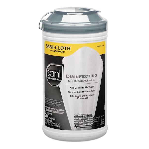 Sani Professional Disinfecting Multi-Surface Wipes, 7 1/2 x 5 3/8, 200/Canister, PK6 - NIC P22884