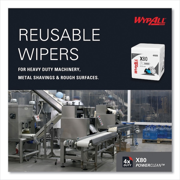 Wypall X80 Cloths, HYDROKNIT, 1/4 Fold, 12 1/2 x 12, White, PK200 - KCC 41026