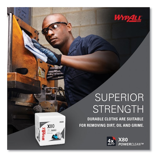Wypall X80 Cloths, HYDROKNIT, 1/4 Fold, 12 1/2 x 12, White, PK200 - KCC 41026