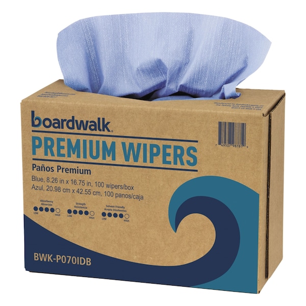 Boardwalk Hydrospun Wipers, 9 x 16.75, Blue, 100 Wipes, PK10 - BWKP070IDB