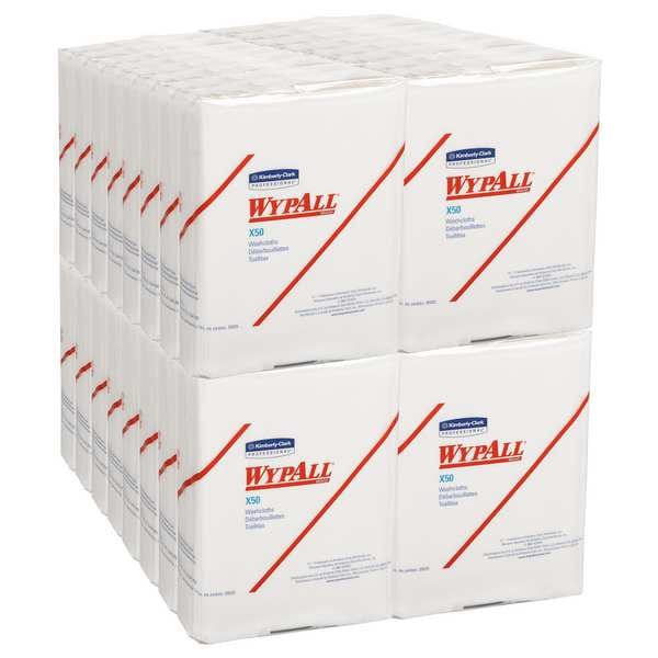 Kimberly-Clark Professional WypAll General Clean X50 Cleaning Cloths (35025), Strong for Extended Use, Quarterfold, White - 35025
