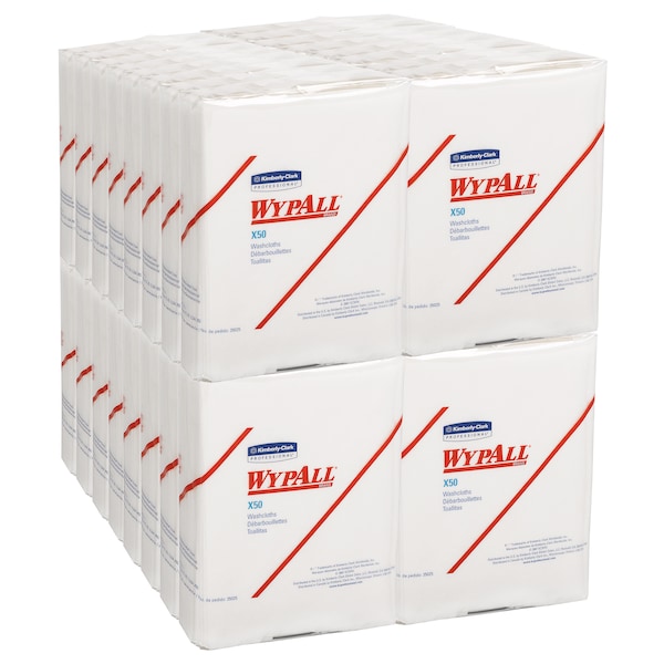 Kimberly-Clark Professional WypAll General Clean X50 Cleaning Cloths (35025), Strong for Extended Use, Quarterfold, White - 35025