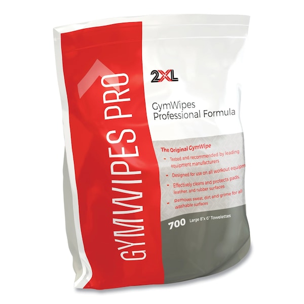 2Xl Gym Wipes Professional, 6 x 8, Unscented, 700/PK, PK4 - TXL L38