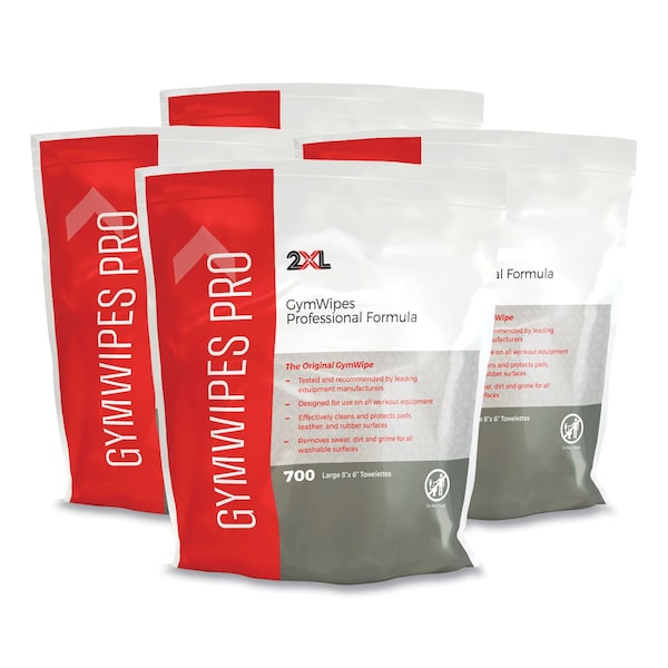 2Xl Gym Wipes Professional, 6 x 8, Unscented, 700/PK, PK4 - TXL L38