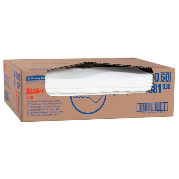 Kimberly-Clark Professional WypAll Power Clean X70 Medium Duty Cloths (41100), Flat Sheet Box, Long Lasting, White, 1 Box - 41100