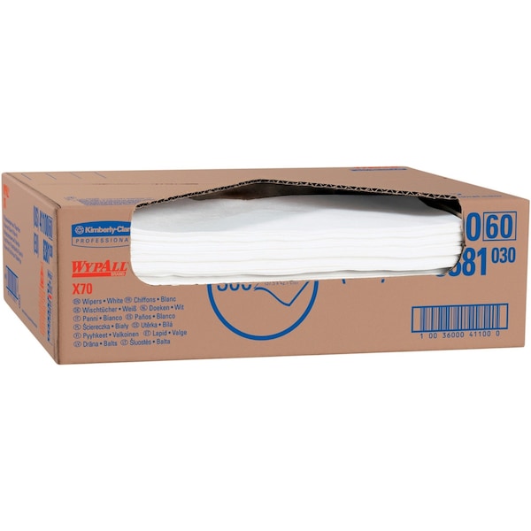 Kimberly-Clark Professional WypAll Power Clean X70 Medium Duty Cloths (41100), Flat Sheet Box, Long Lasting, White, 1 Box - 41100