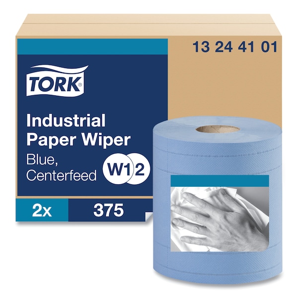 Tork Tork Industrial Wiper Blue W1/W2, Centerfeed, 2 x 375 Sheets, 13244101 - 13244101