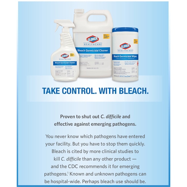 Clorox Germicidal Disinfecting Wipes, 12 x 12", 2 Pack, 110 Wipes/ Pack - 30358