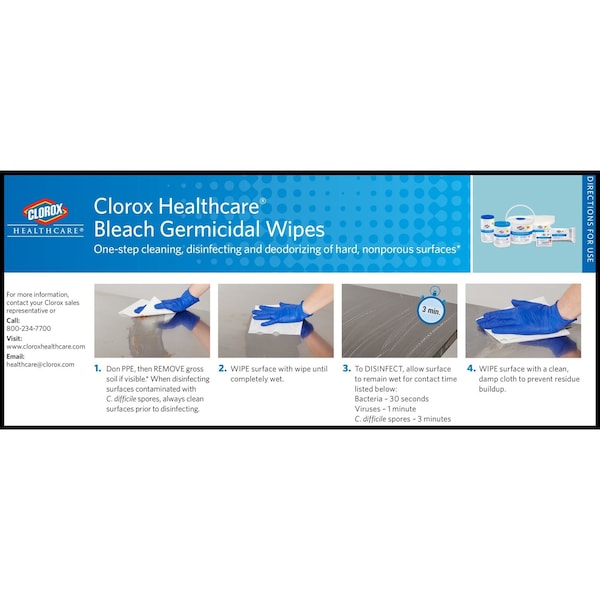 Clorox Germicidal Disinfecting Wipes, 12 x 12", 2 Pack, 110 Wipes/ Pack - 30358