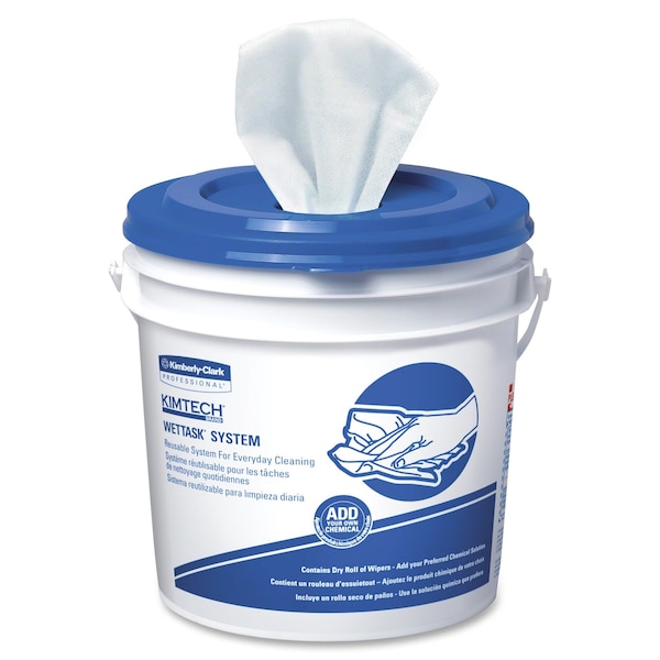 Kimtech WypAll Critical Clean WetTask Wipers for Bleach, Disinfectants, and Sanitizers, Center-Pull, Bucket - 06411