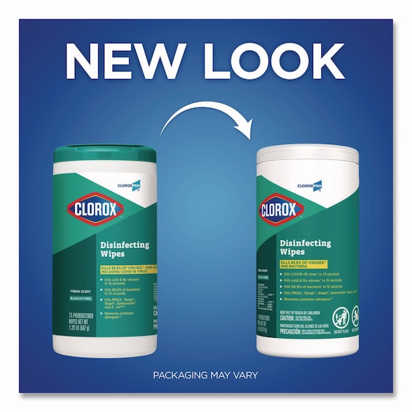 Clorox Disinfecting Wipes, 7 x 8, Fresh Scent, 75/Canister - 15949