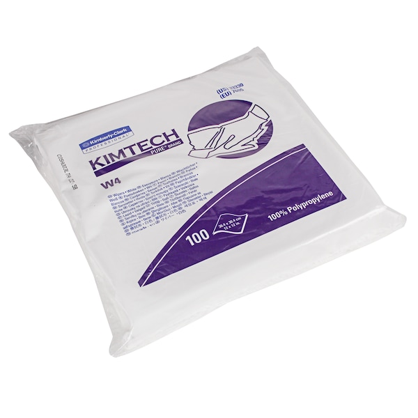 Kimberly-Clark Professional W4 Dry Cleanroom Wipes (33330), Double Bag, White, 12" x 12", Disposable, 100 Wipes/Pck, 5 Pcks/Case - 33330