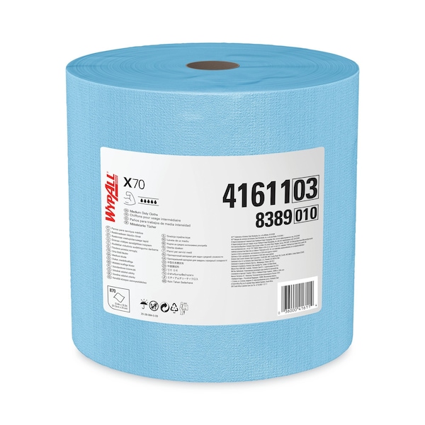 Wypall X70 Cloths, Jumbo Roll, 12 1/2 x 13 2/5, Blue, PK870 - KCC 41611