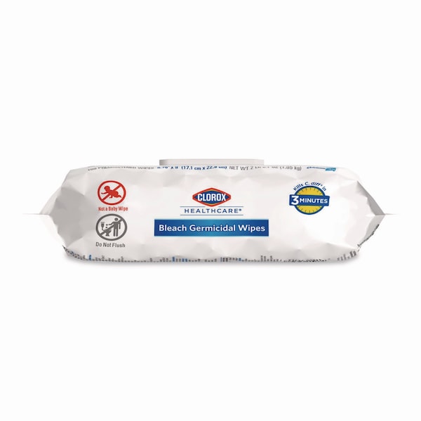 Clorox Bleach Germicidal Wipes, 6.75 x 9, Unscented, 100 Wipes, 6PK - 32621