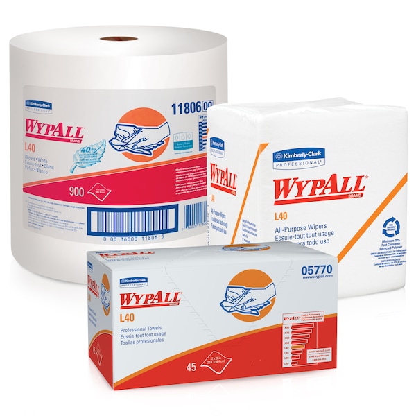 Kimberly-Clark Professional WypAll Power Clean L40 Extra Absorbent Towels (05860), Limited Use, White, 1 Roll / Box, 200 Towels - 05860