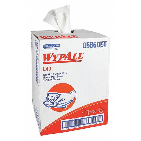 Kimberly-Clark Professional WypAll Power Clean L40 Extra Absorbent Towels (05860), Limited Use, White, 1 Roll / Box, 200 Towels - 05860