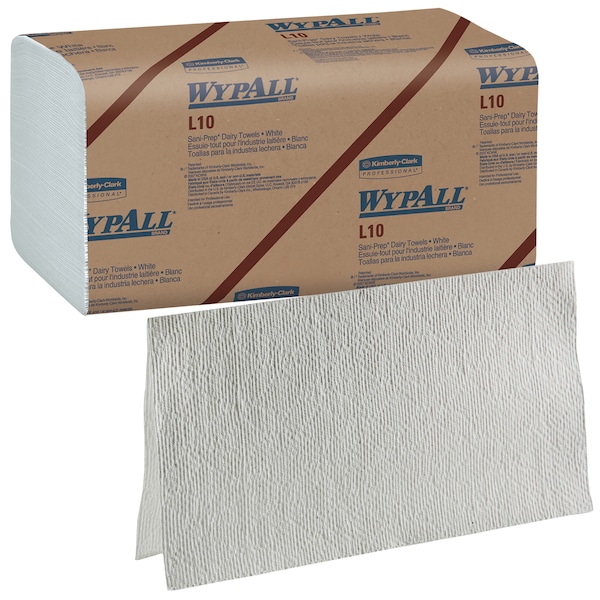 Kimberly-Clark Professional General Clean L10 Light Cleaning Towels, Dairy Towels, Banded, White, 12 Packs/Case, 200 Wipes/Pack - 01770