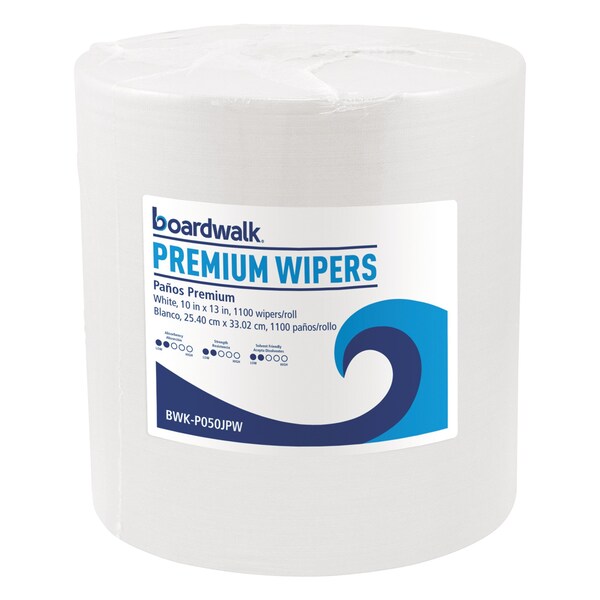 Boardwalk Hydrospun Wipers, 10 x 13, White, 1,100/Roll - BWKP050JPW