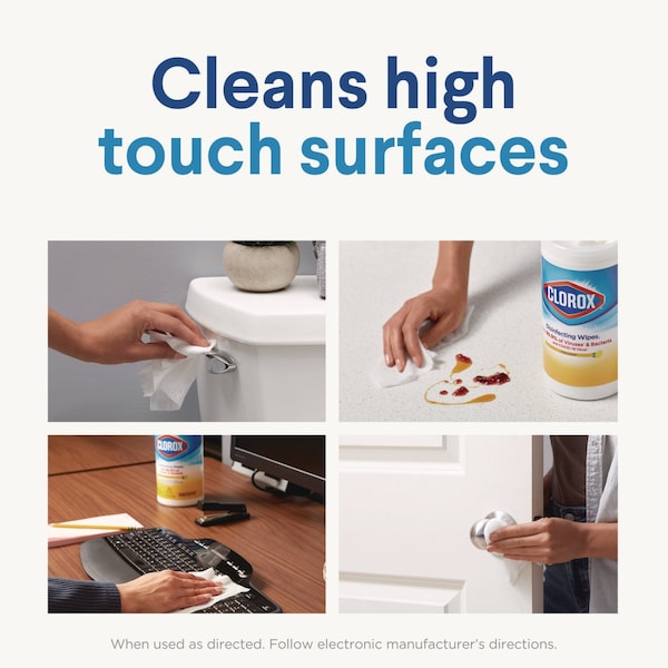 Clorox Disinfecting Wipes, Fresh Scent, 7 x 8, White, 75/Canister, PK6 - CLO 01656