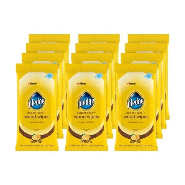Sc Johnson Wipes, Furniture Polish, Lemon, 7inx10in, WE, 12PK - SJN336297CT