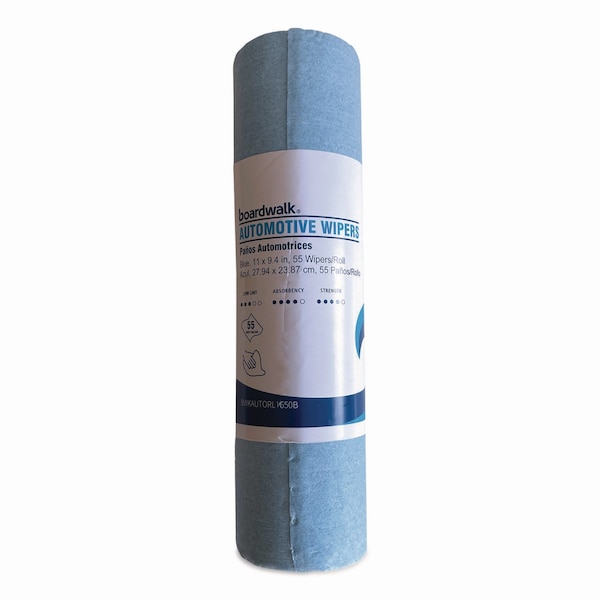 Boardwalk Automotive Wiper Rolls, 9.4 x 11, Blue, 55 Wipers, 30PK - AUTORL1650B