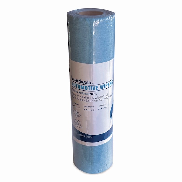 Boardwalk Automotive Wiper Rolls, 9.4 x 11, Blue, 55 Wipers, 30PK - AUTORL1650B