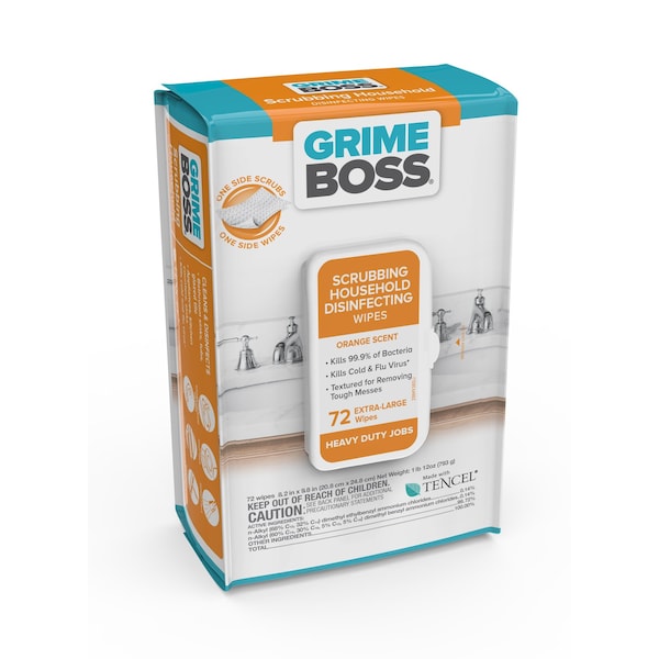Grime Boss Fiber Blend Scrubbing Household Disinfecting Wipes 8 in. W X 9.5 in. L 72 pk - M938S72