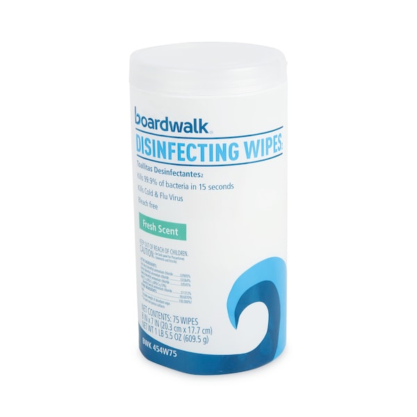 Boardwalk Disinfecting Wipes, 8 x 7, Fresh Scent, 75/Canister, PK6 - BWK454W75