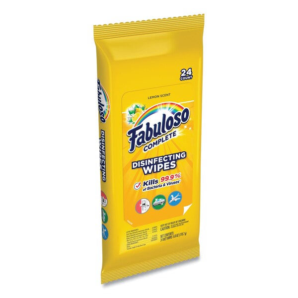 Fabuloso Multi Purpose Wipes, 7 x 7, Lemon, 24 Wipes, 12PK - US07423A